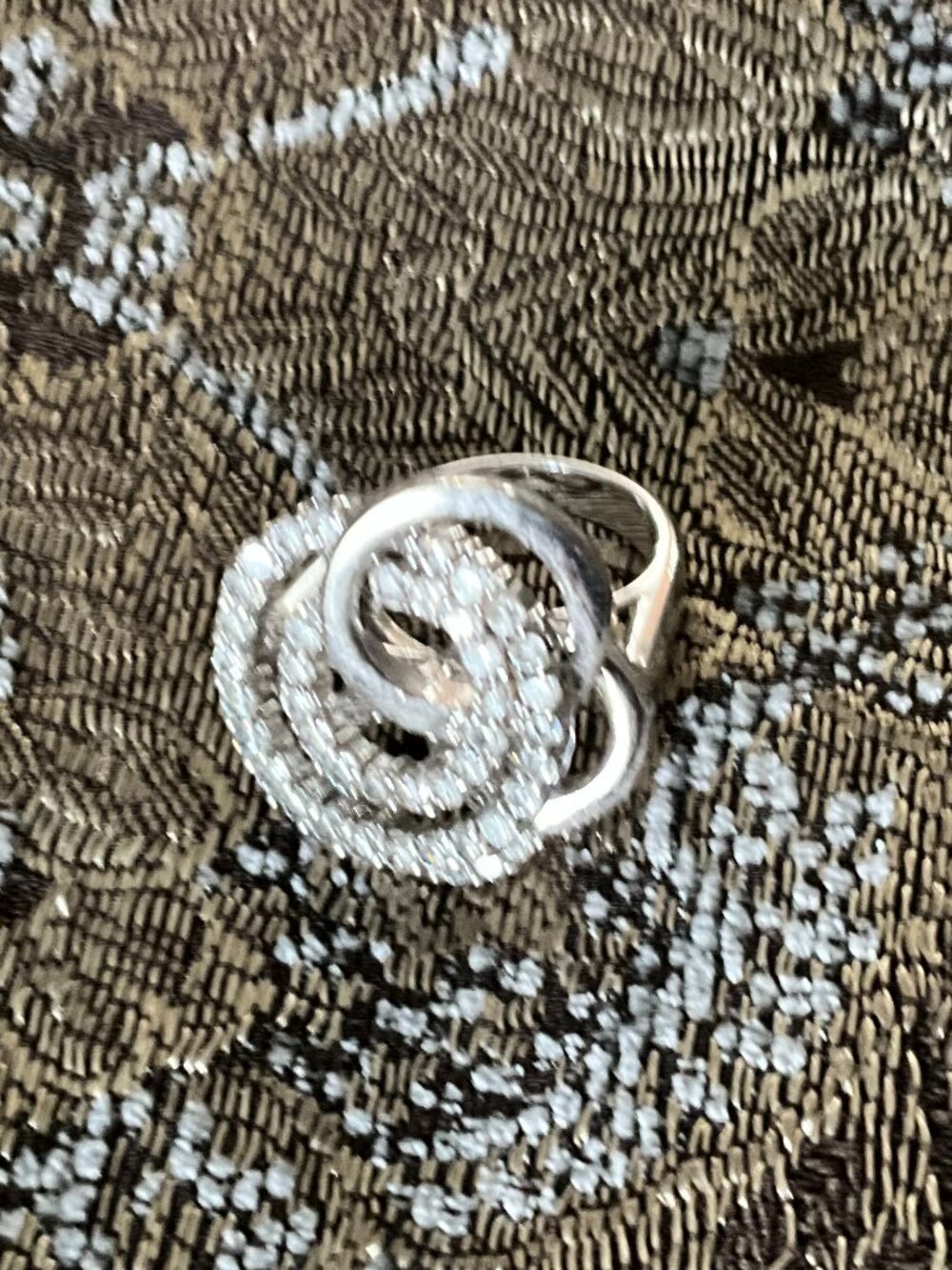 Park Lane Silver Tone CZ Swirl Statement Ring Size 7